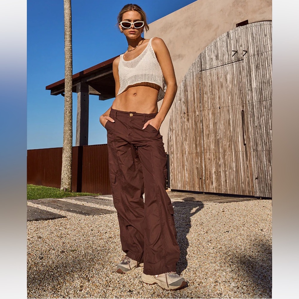 Brown wide leg utility pants!!